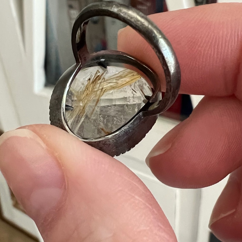 Rutilated Quartz and Yellow Diamond Ring - Picture 3 of 3
